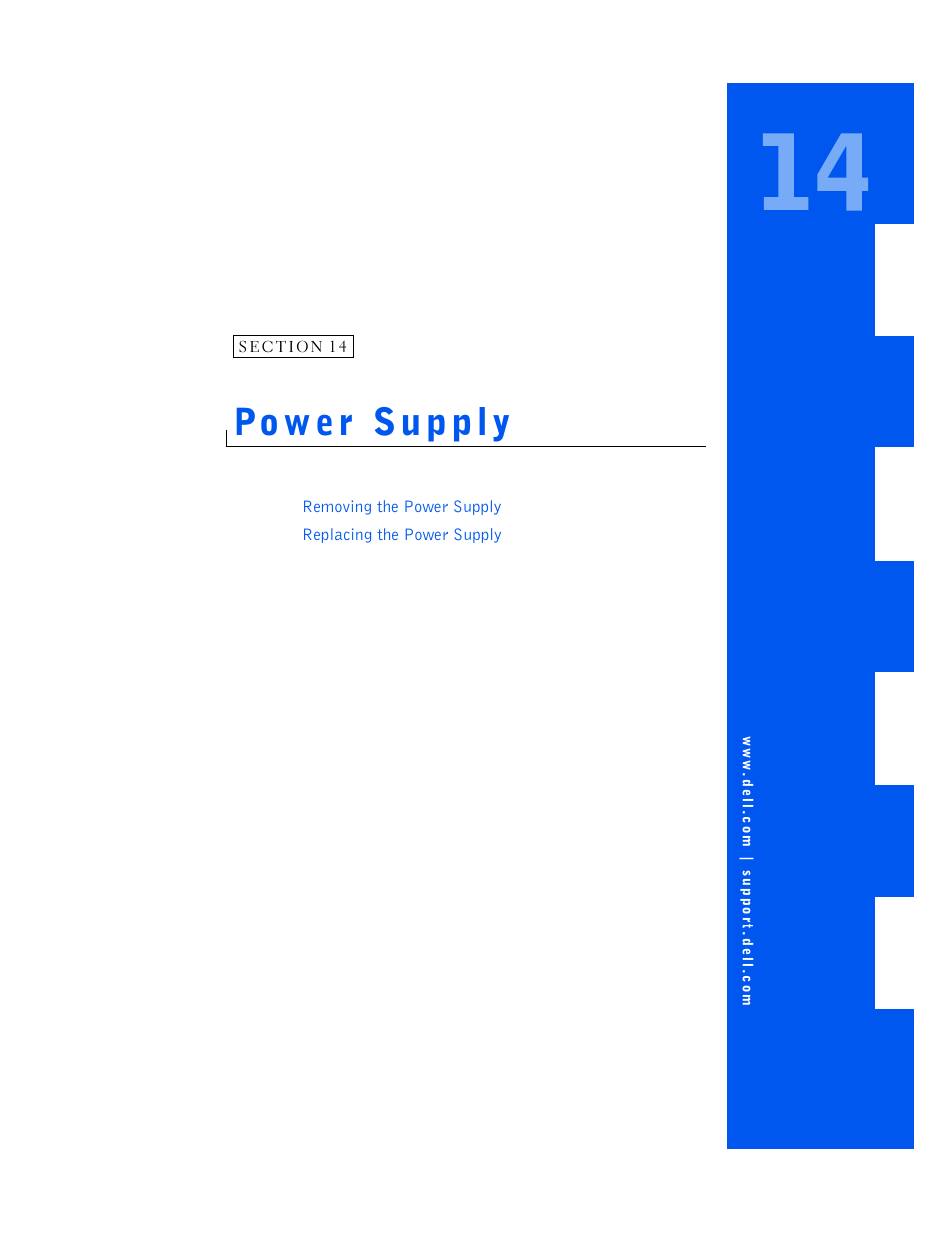 Power supply, 14 power supply | Dell OptiPlex GX240 User Manual | Page 131 / 144