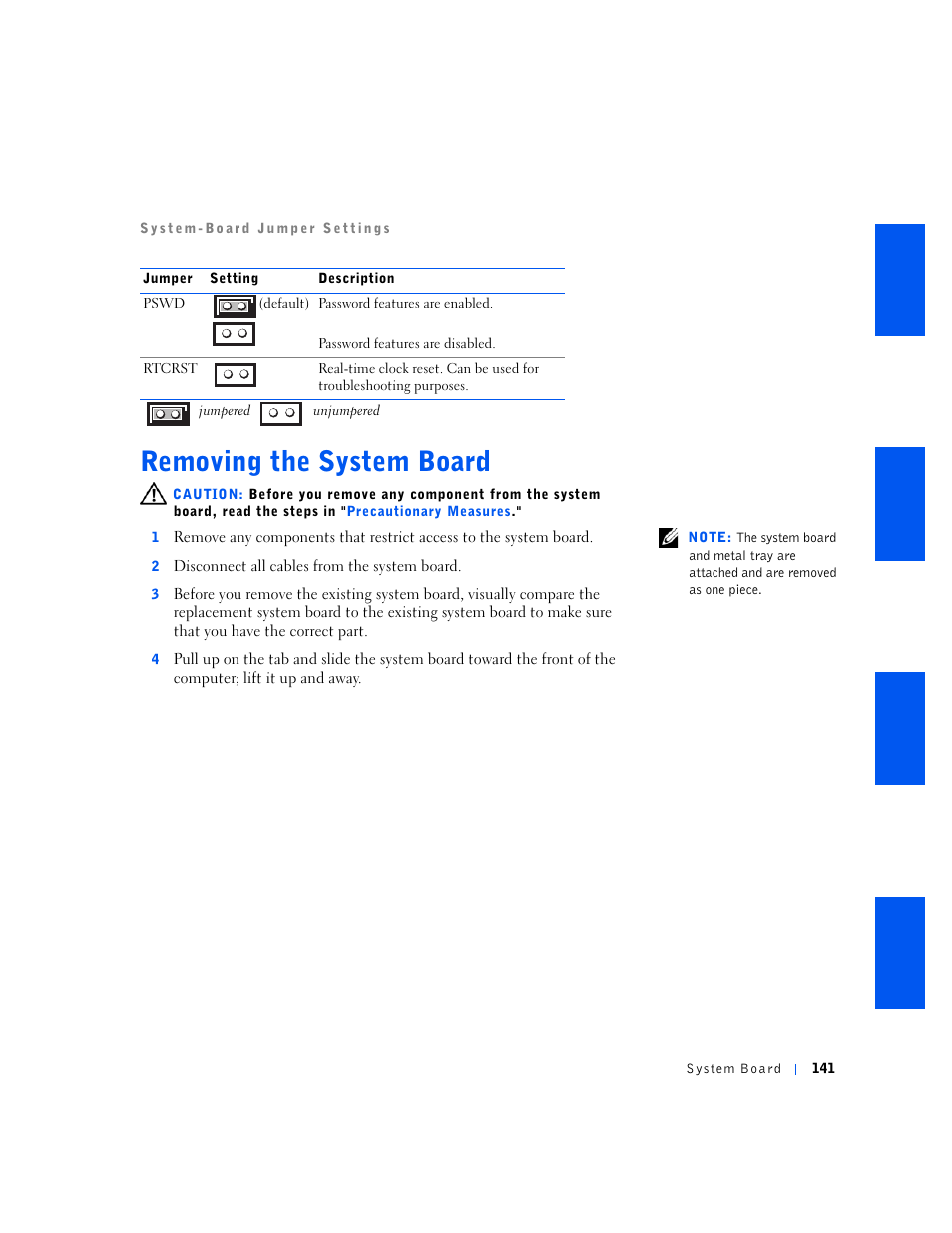 Removing the system board | Dell OptiPlex GX240 User Manual | Page 141 / 144