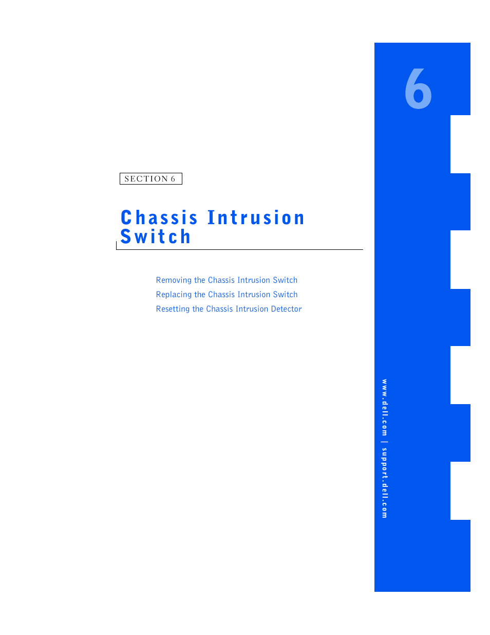 Chassis intrusion switch, 6 chassis intrusion switch | Dell OptiPlex GX240 User Manual | Page 35 / 144