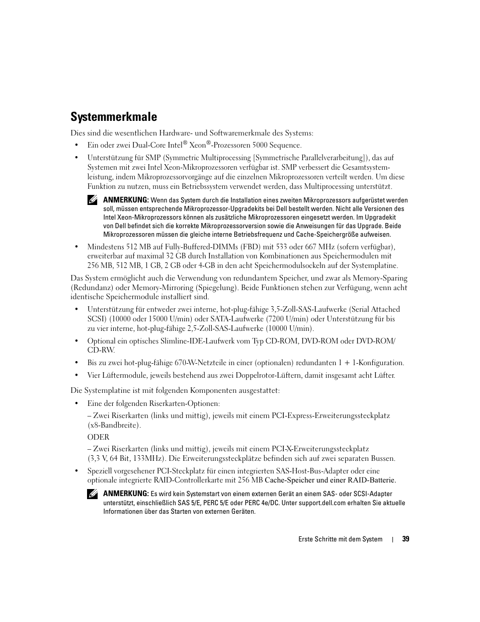Systemmerkmale | Dell POWEREDGE 1950 User Manual | Page 41 / 110