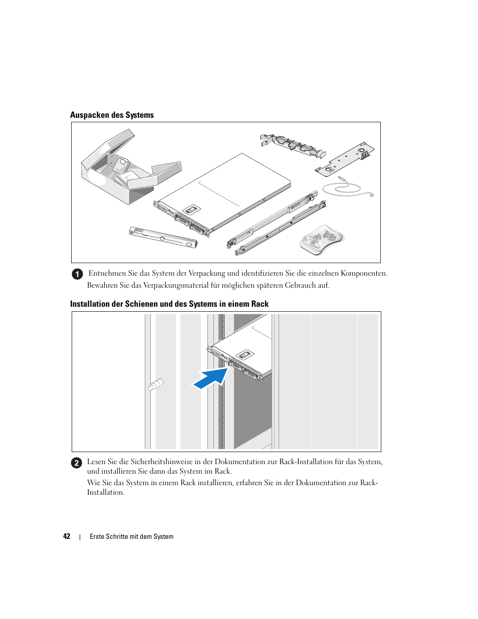 Auspacken des systems | Dell POWEREDGE 1950 User Manual | Page 44 / 110