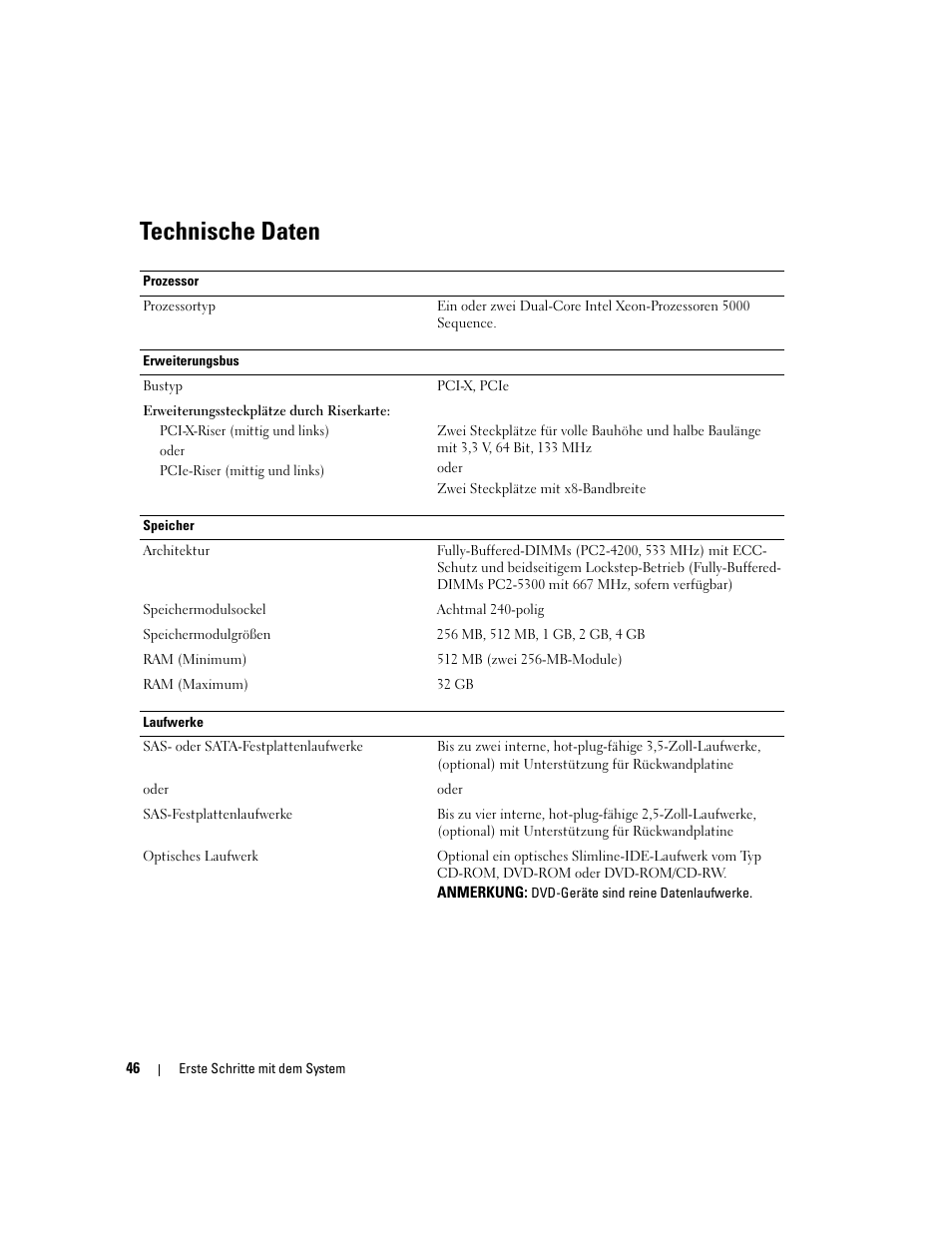 Technische daten | Dell POWEREDGE 1950 User Manual | Page 48 / 110