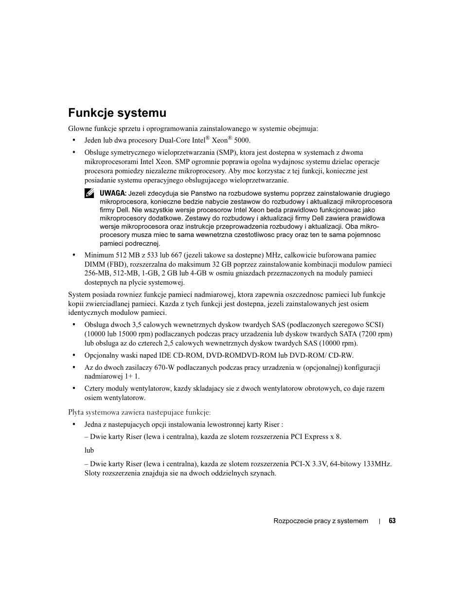 Funkcje systemu | Dell POWEREDGE 1950 User Manual | Page 65 / 110