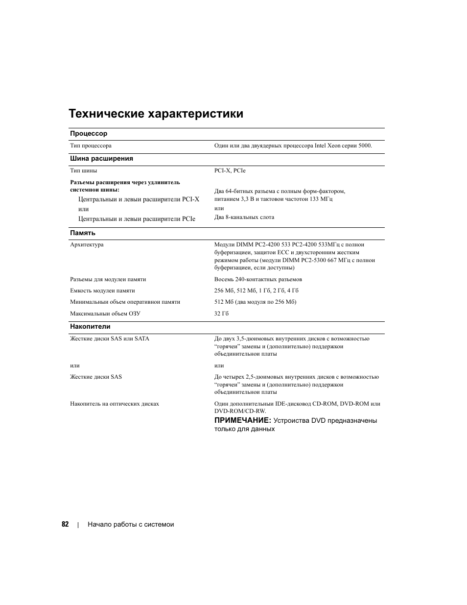 Технические характеристики | Dell POWEREDGE 1950 User Manual | Page 84 / 110