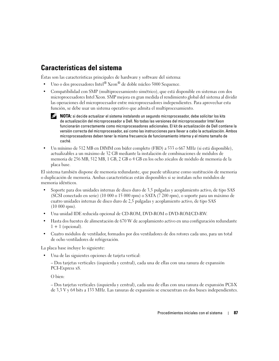 Características del sistema | Dell POWEREDGE 1950 User Manual | Page 89 / 110