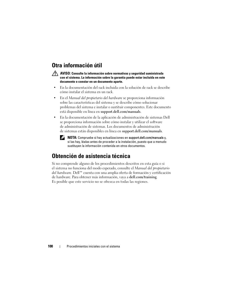 Otra información útil, Obtención de asistencia técnica | Dell PowerEdge R715 User Manual | Page 102 / 134