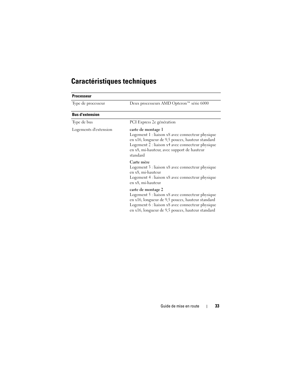 Caractéristiques techniques | Dell PowerEdge R715 User Manual | Page 35 / 134