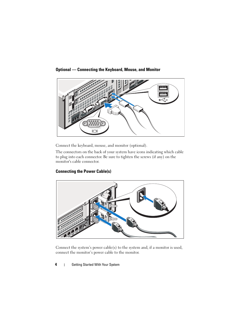 Connecting the power cable(s) | Dell PowerEdge R715 User Manual | Page 6 / 134