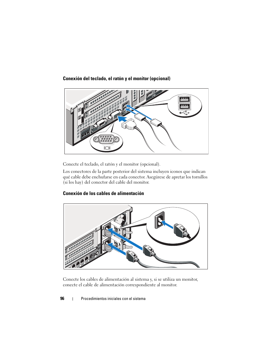 Conexión de los cables de alimentación | Dell PowerEdge R715 User Manual | Page 98 / 134