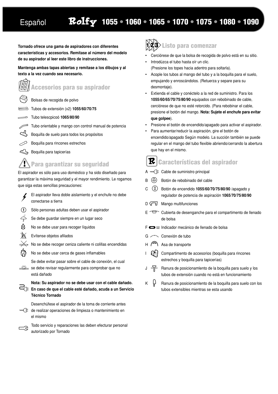 Español | TORNADO TO 1060 User Manual | Page 12 / 24