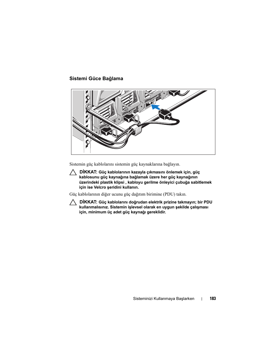 Sistemi güce bağlama | Dell POWEREDGE M915 User Manual | Page 185 / 224