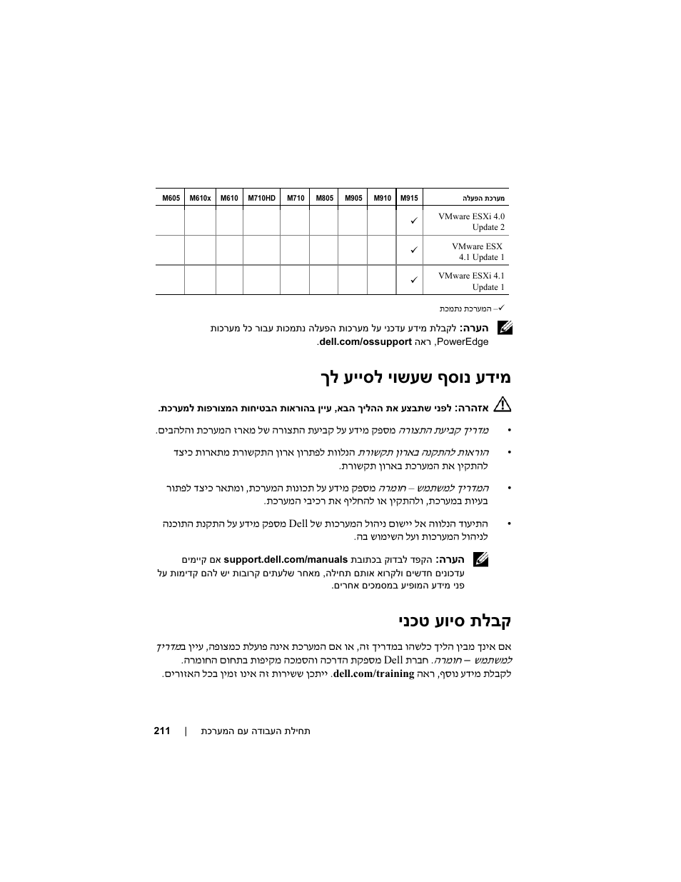 ךל עייסל יושעש ףסונ עדימ, ינכט עויס תלבק | Dell POWEREDGE M915 User Manual | Page 213 / 224