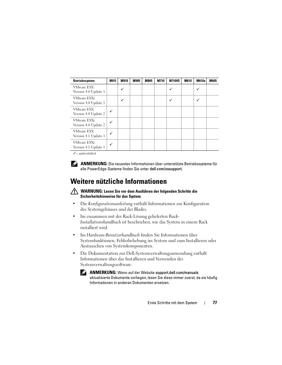 Weitere nützliche informationen | Dell POWEREDGE M915 User Manual | Page 79 / 224