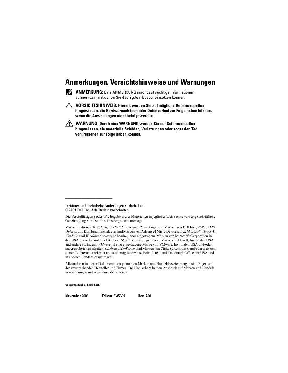 Anmerkungen, vorsichtshinweise und warnungen | Dell PowerEdge R815 User Manual | Page 40 / 112