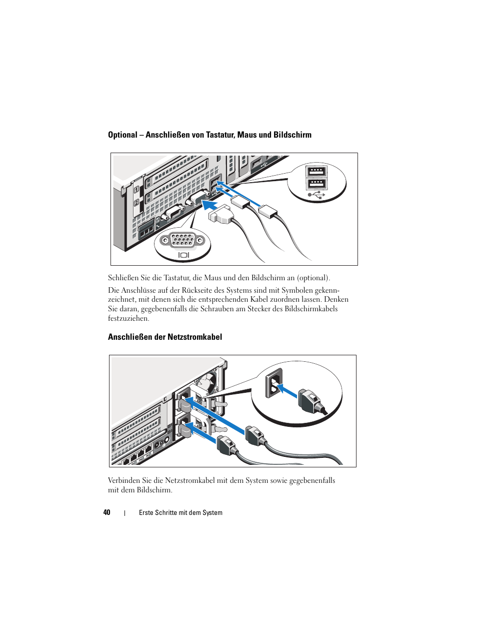 Anschließen der netzstromkabel | Dell PowerEdge R815 User Manual | Page 42 / 112