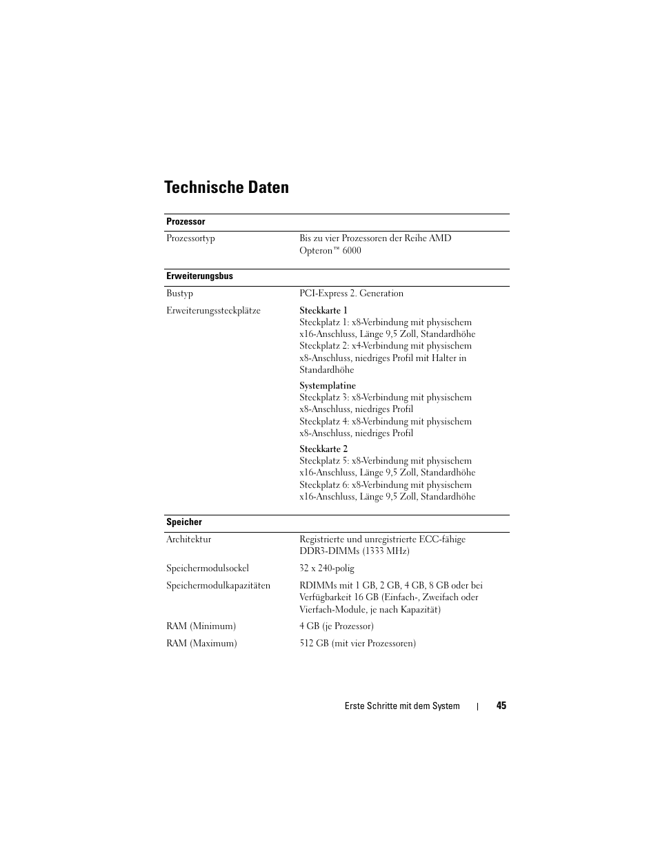 Technische daten | Dell PowerEdge R815 User Manual | Page 47 / 112