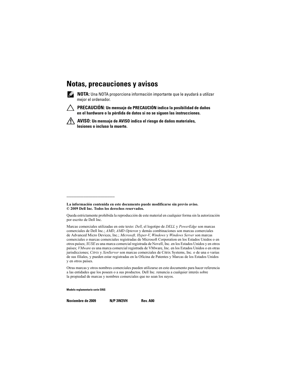 Notas, precauciones y avisos | Dell PowerEdge R815 User Manual | Page 88 / 112