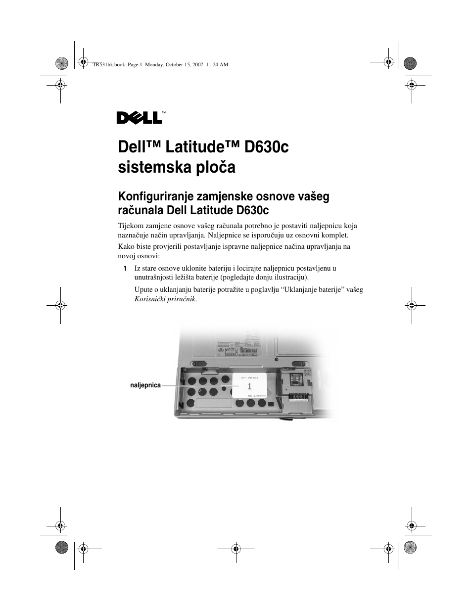 Dell™ latitude™ d630c sistemska ploča, Dell™ latitude™ d630c sistemska plo č a | Dell Latitude D630c User Manual | Page 11 / 36