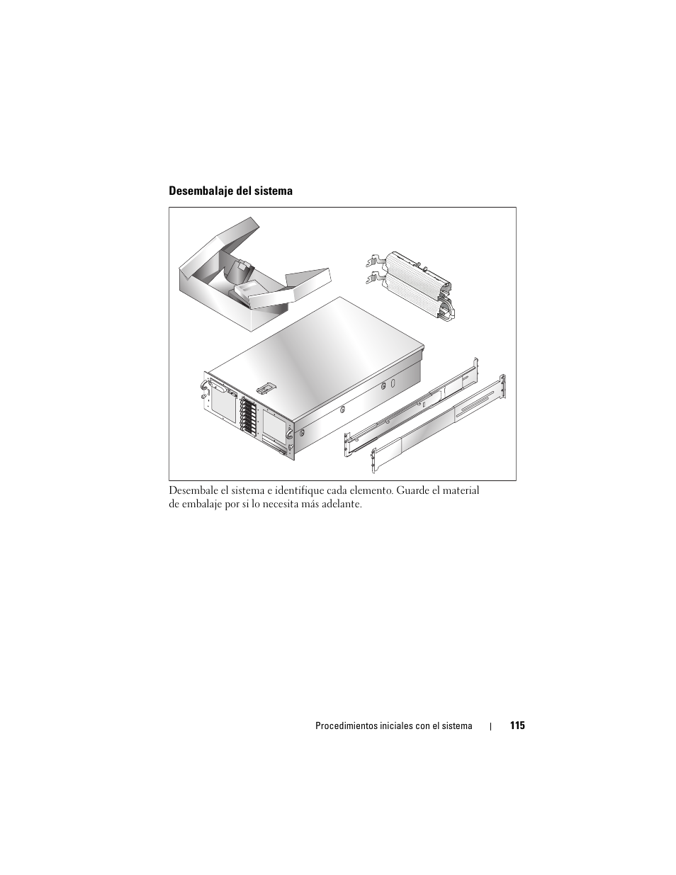 Desembalaje del sistema | Dell PowerEdge R900 User Manual | Page 117 / 140