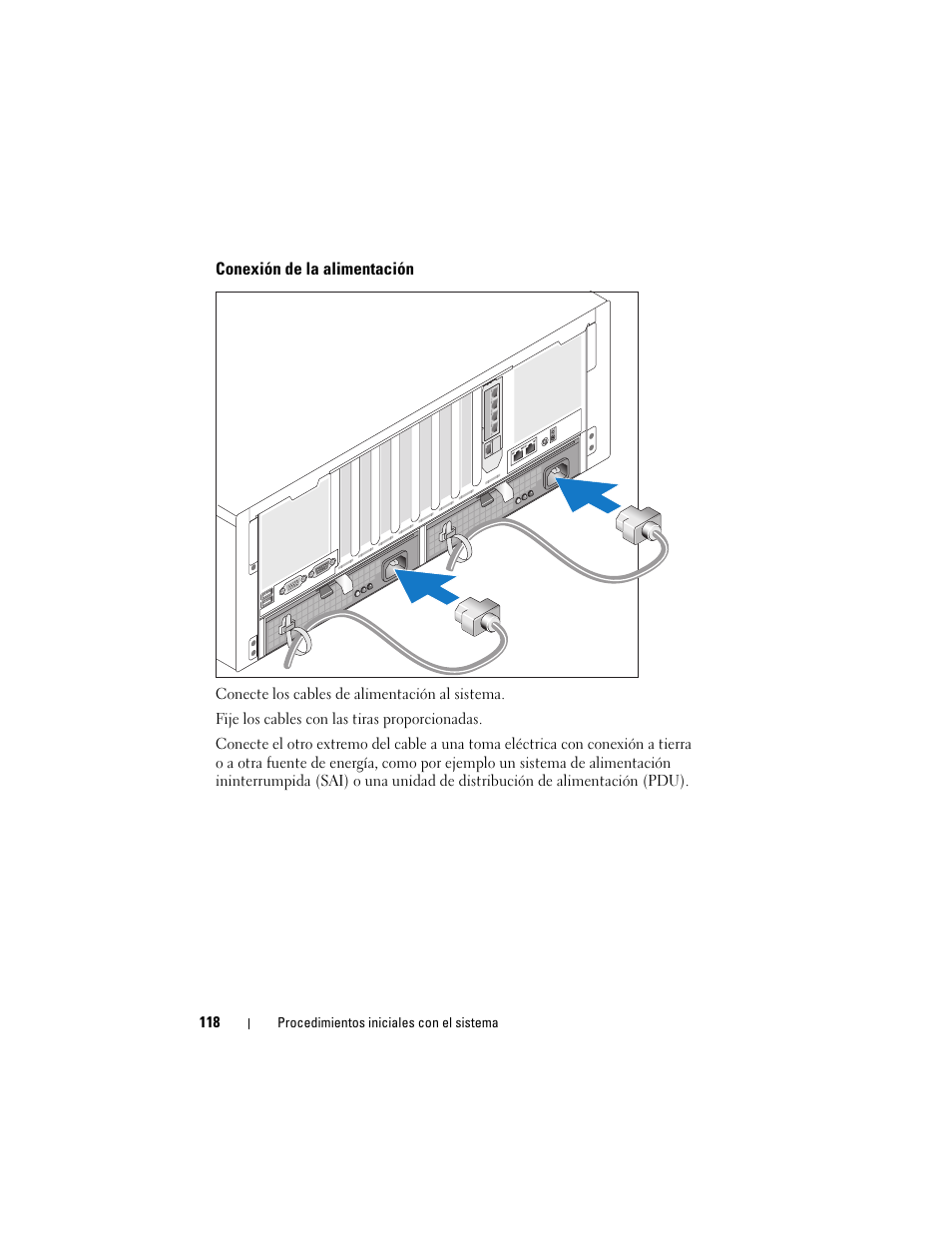 Conexión de la alimentación | Dell PowerEdge R900 User Manual | Page 120 / 140