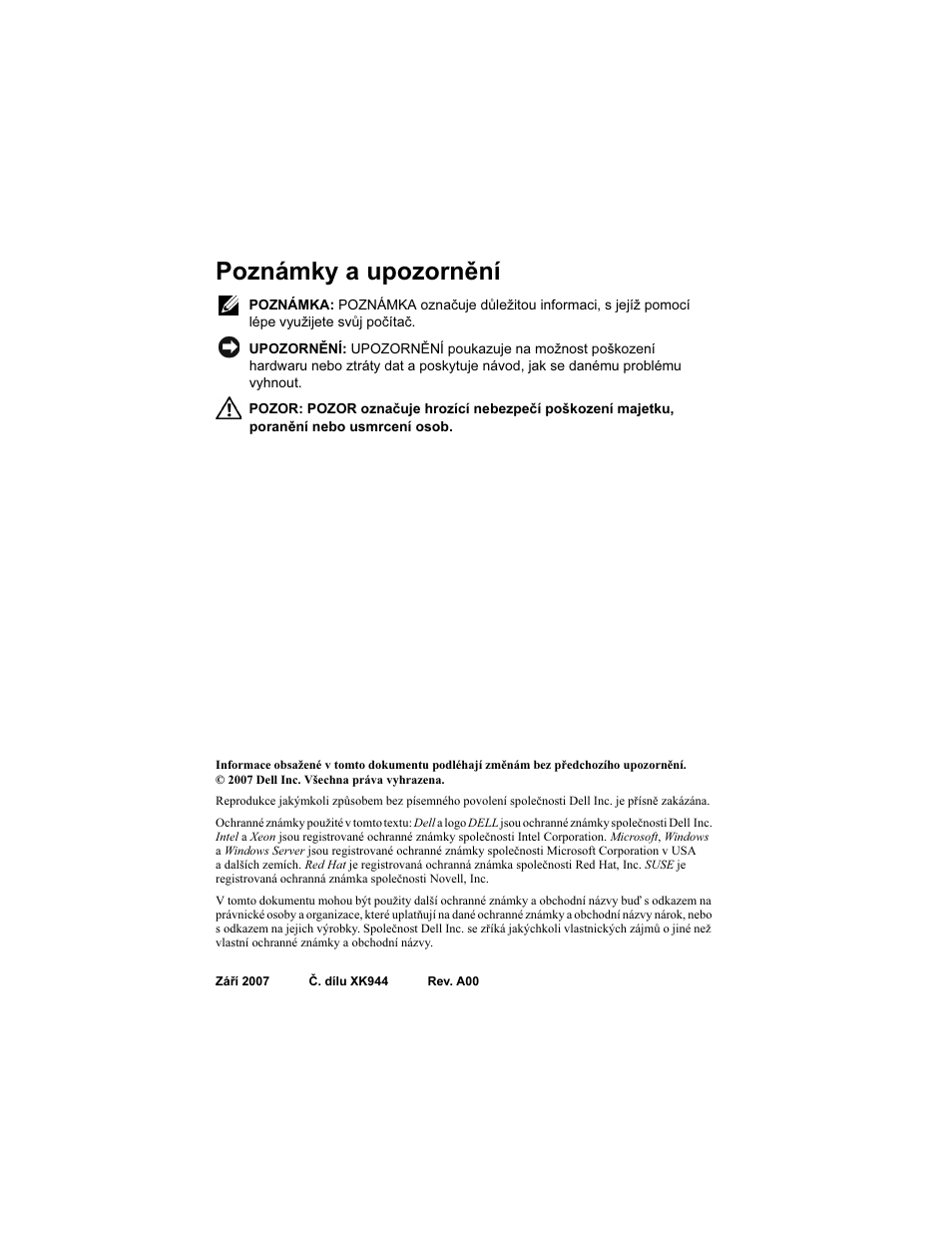Poznámky a upozornění | Dell PowerEdge R900 User Manual | Page 18 / 140