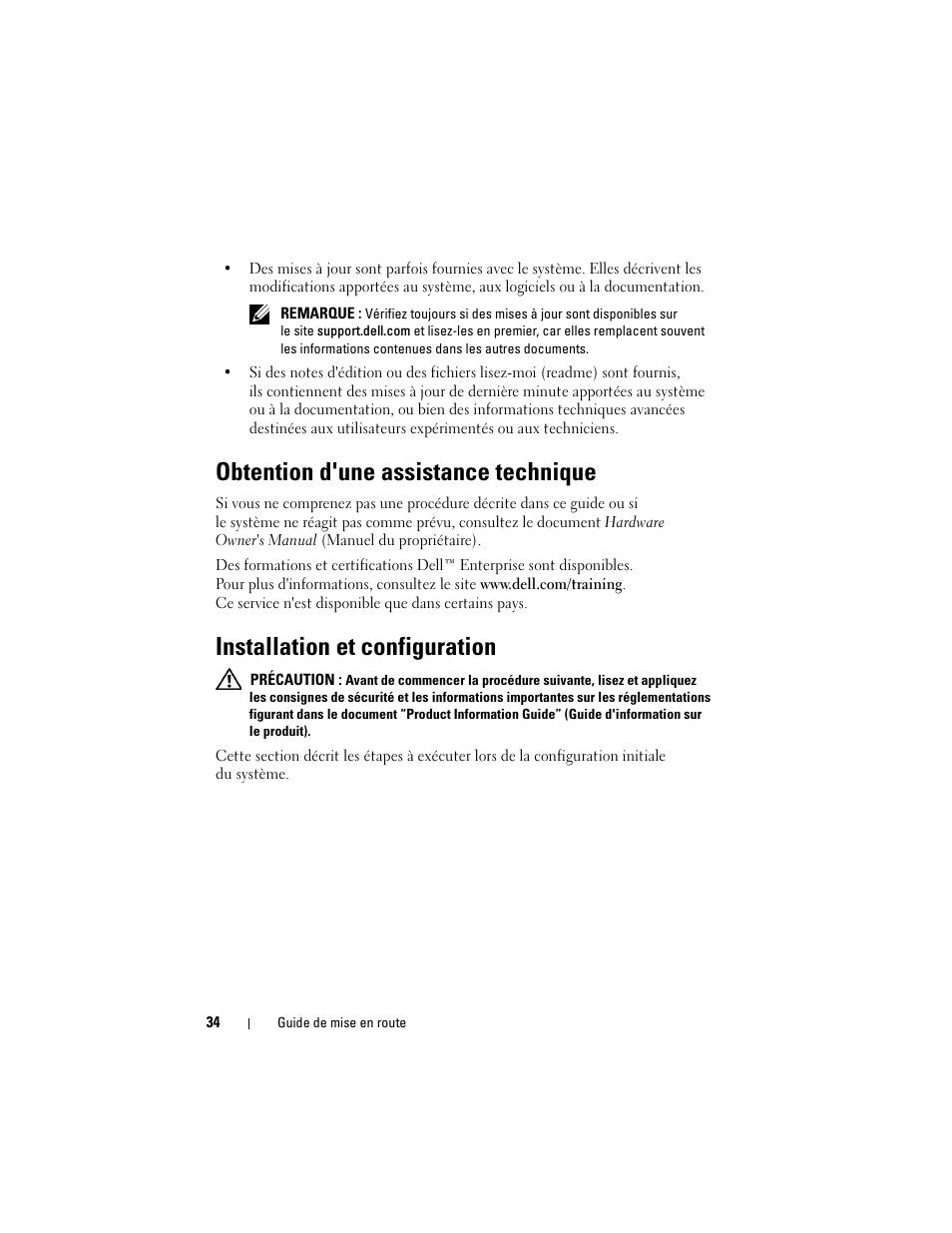 Obtention d'une assistance technique, Installation et configuration | Dell PowerEdge R900 User Manual | Page 36 / 140