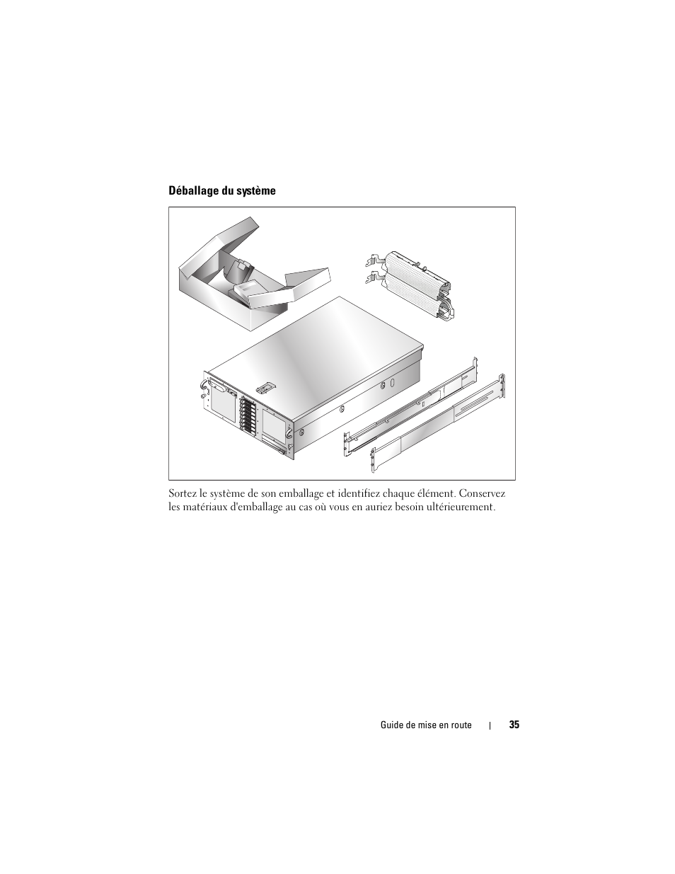 Déballage du système | Dell PowerEdge R900 User Manual | Page 37 / 140