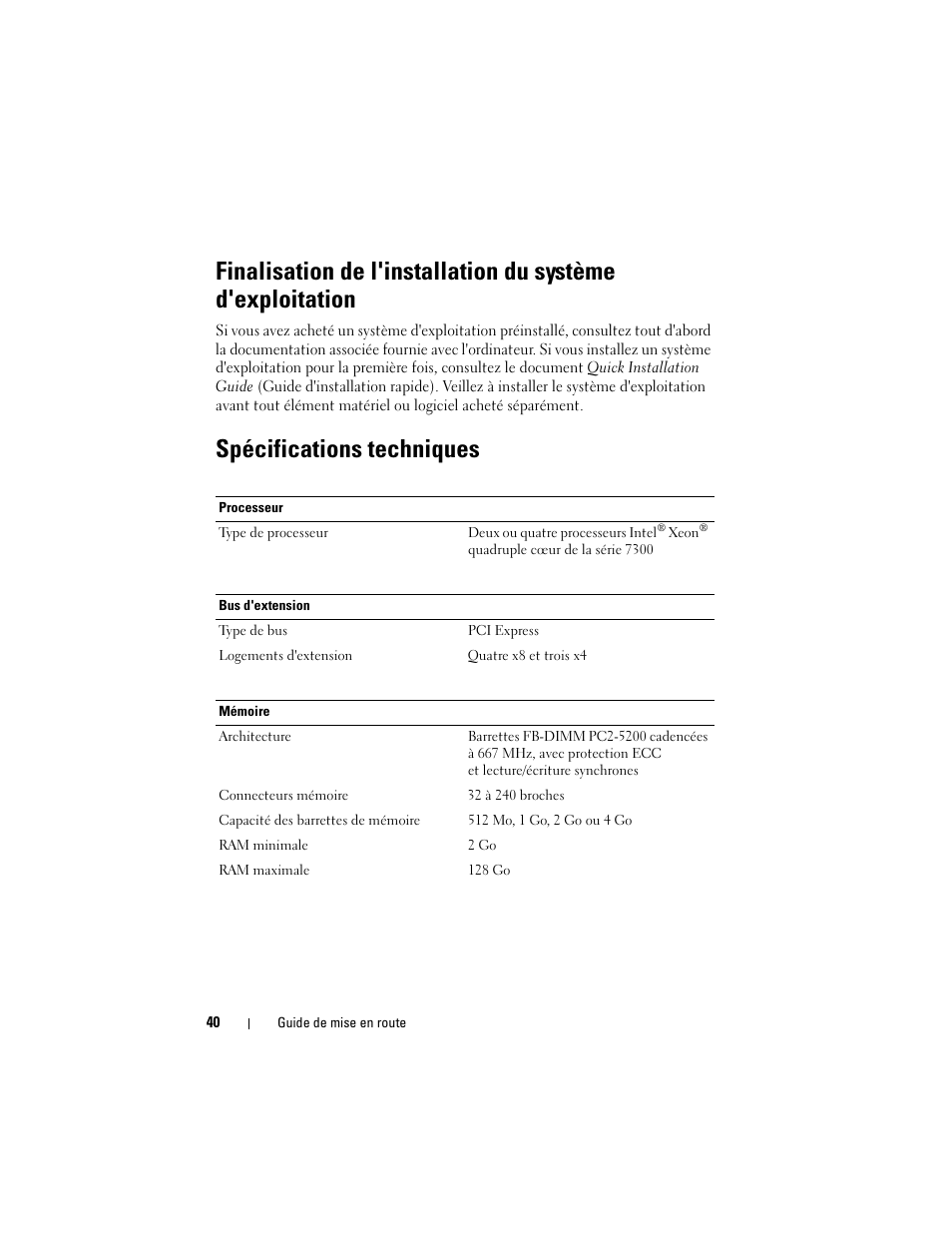 Spécifications techniques | Dell PowerEdge R900 User Manual | Page 42 / 140