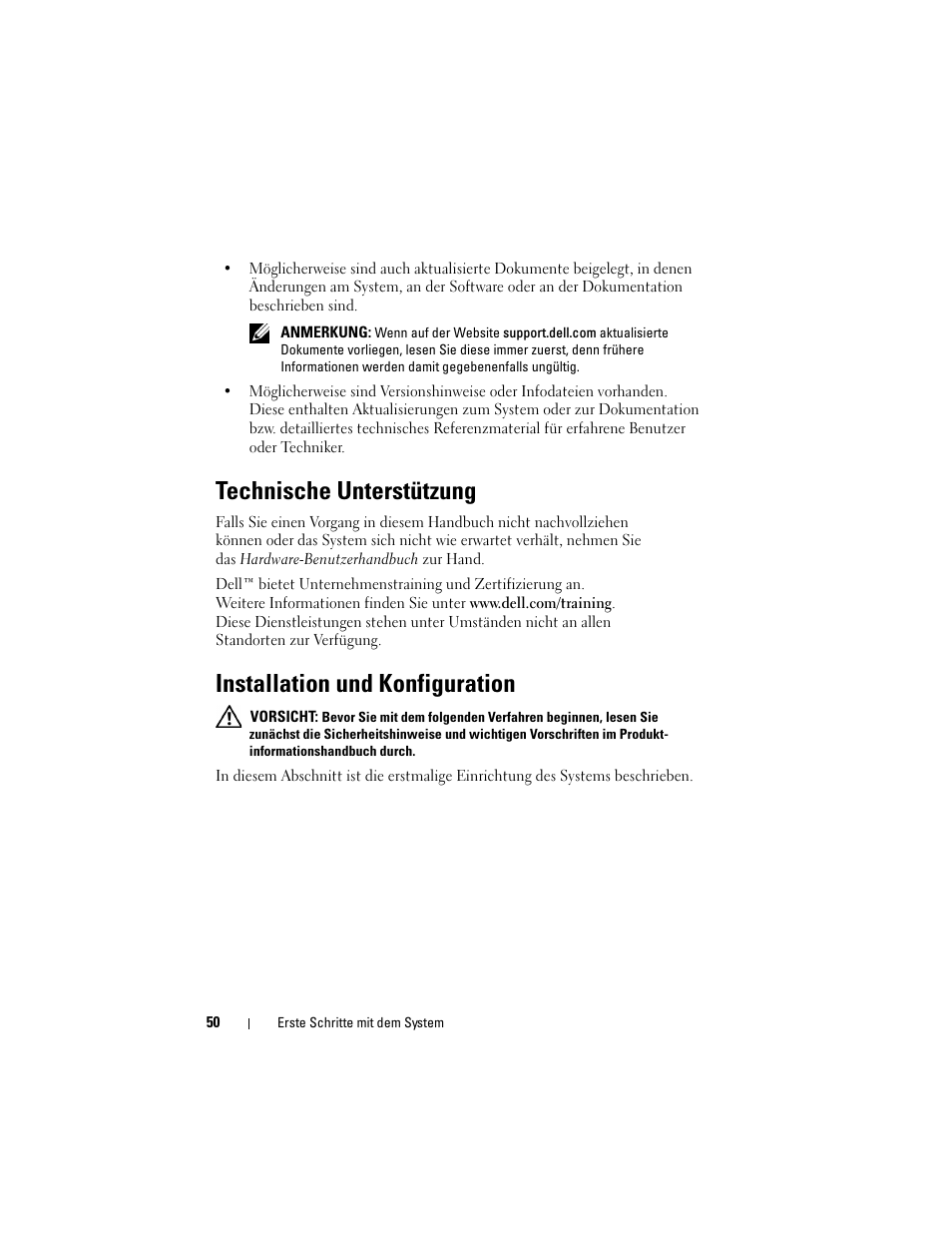 Technische unterstützung, Installation und konfiguration | Dell PowerEdge R900 User Manual | Page 52 / 140