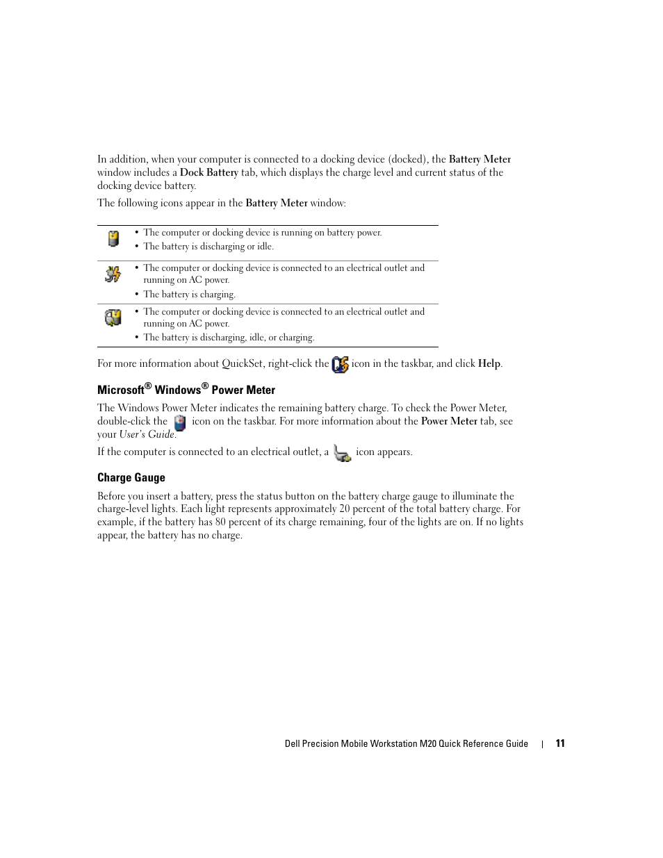 Microsoft® windows® power meter, Charge gauge, Microsoft | Dell Precision M20 User Manual | Page 11 / 164