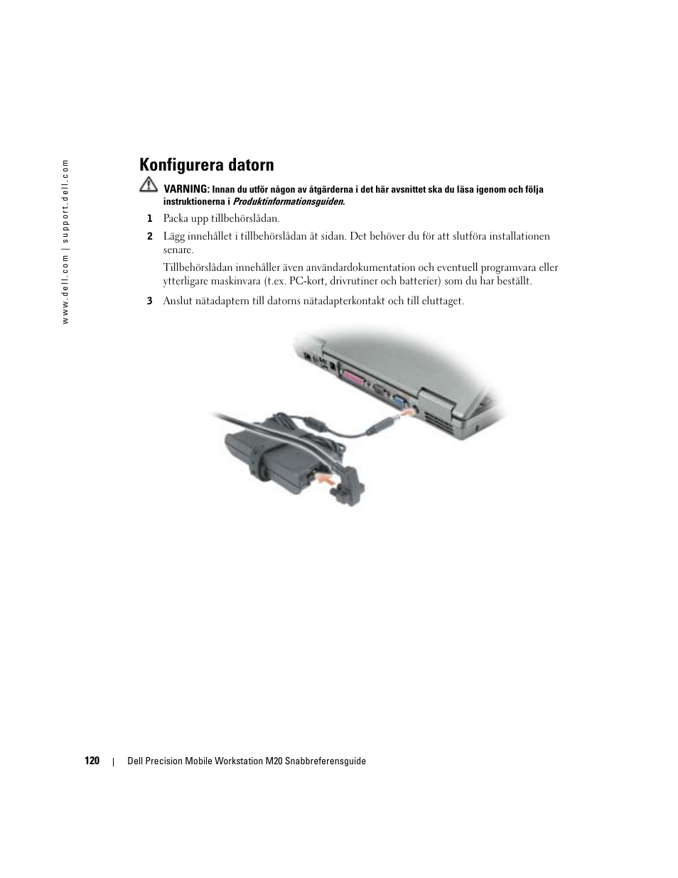 Konfigurera datorn | Dell Precision M20 User Manual | Page 120 / 164