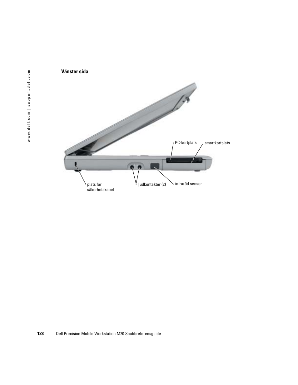 Vänster sida | Dell Precision M20 User Manual | Page 128 / 164