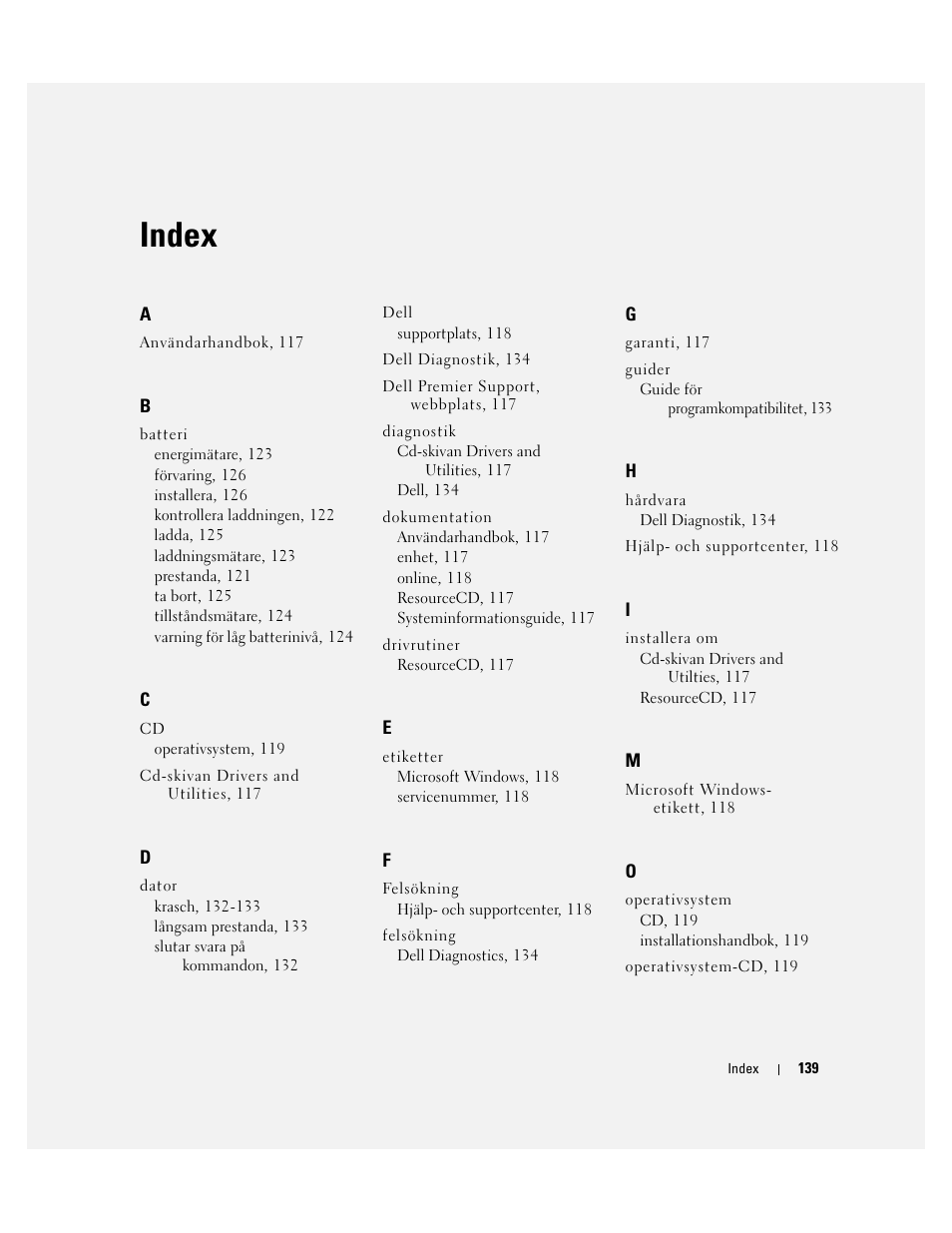 Index | Dell Precision M20 User Manual | Page 139 / 164