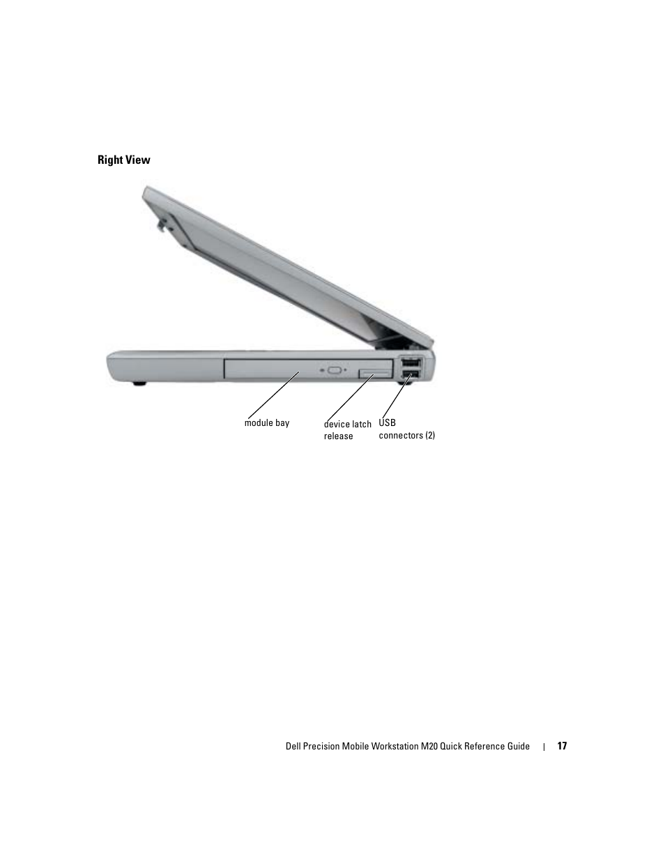 Right view | Dell Precision M20 User Manual | Page 17 / 164