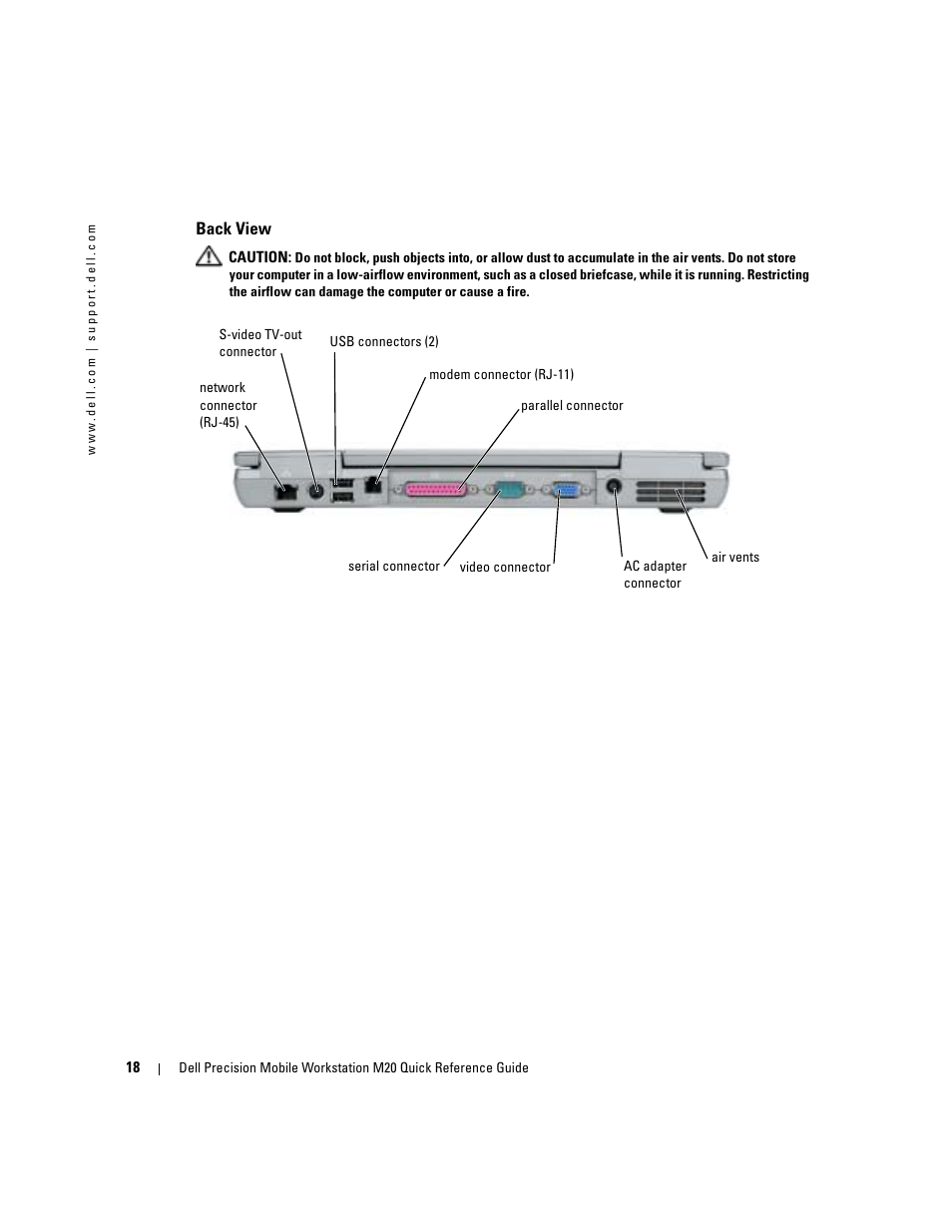 Back view | Dell Precision M20 User Manual | Page 18 / 164