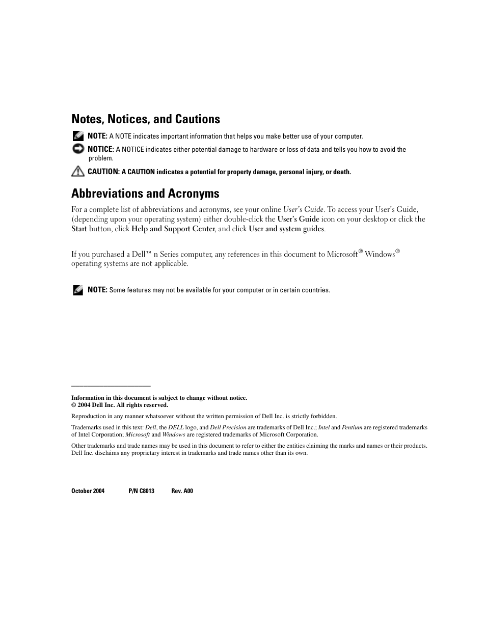 Abbreviations and acronyms | Dell Precision M20 User Manual | Page 2 / 164