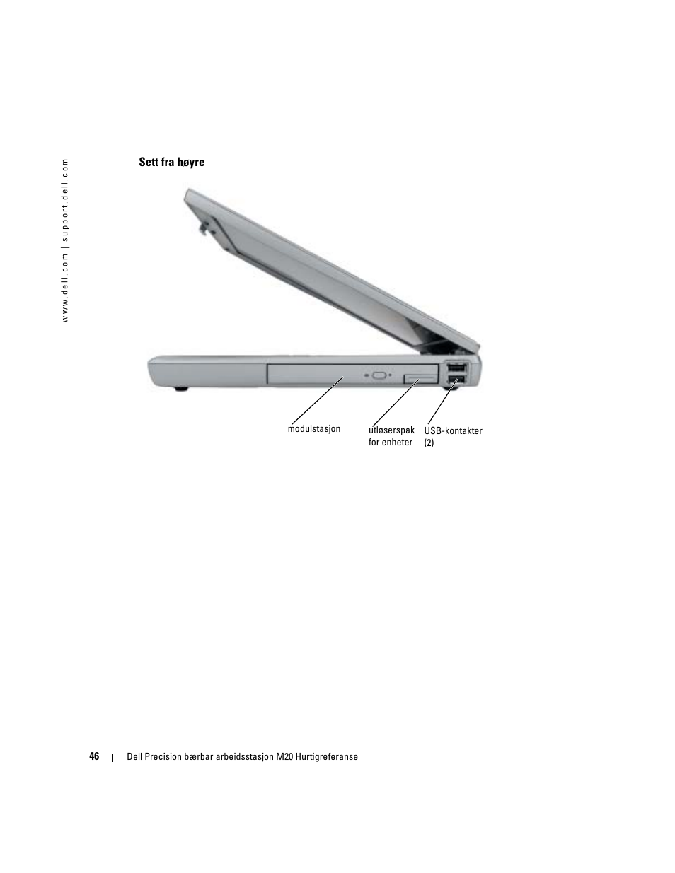 Sett fra høyre | Dell Precision M20 User Manual | Page 46 / 164