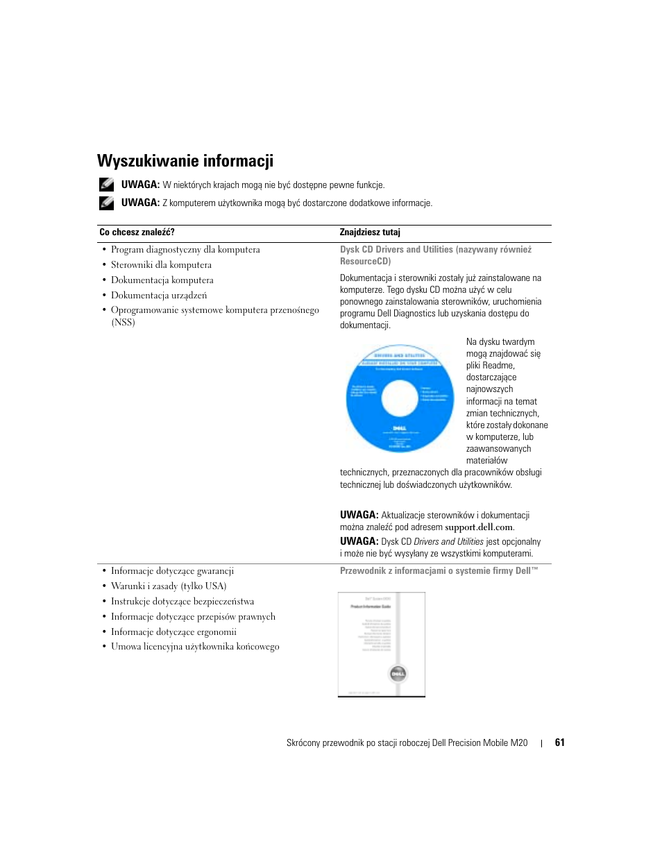 Wyszukiwanie informacji | Dell Precision M20 User Manual | Page 61 / 164