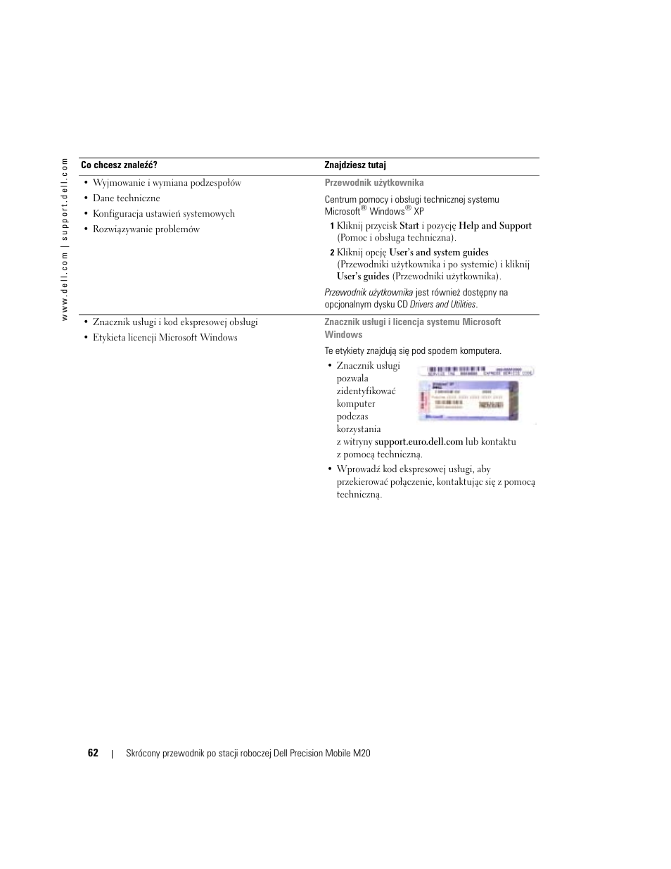 Dell Precision M20 User Manual | Page 62 / 164