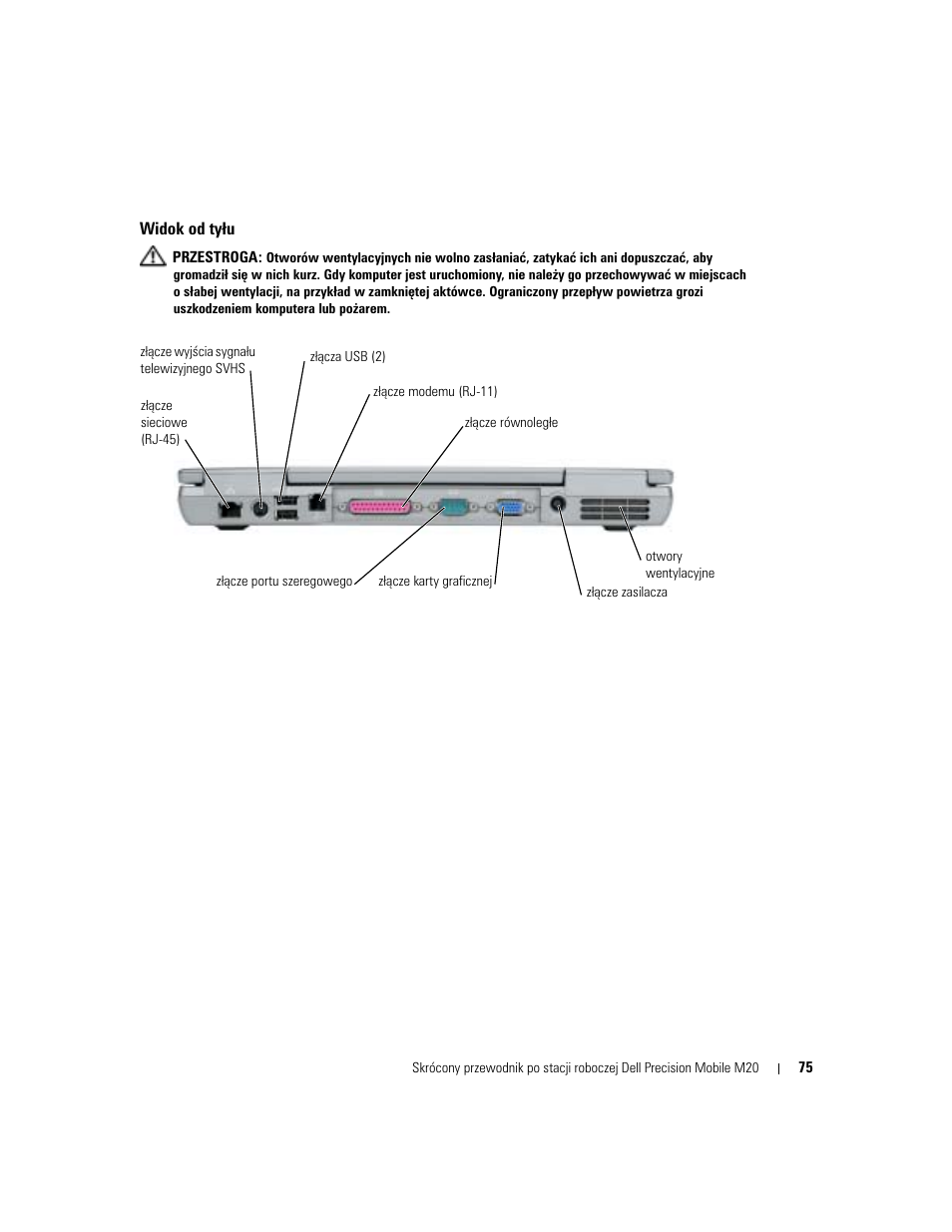 Widok od ty¸u, Widok od tyłu | Dell Precision M20 User Manual | Page 75 / 164