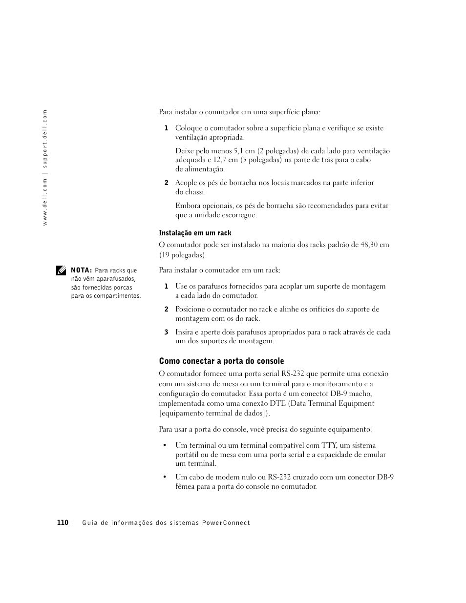 Como conectar a porta do console | Dell PowerConnect 3024 User Manual | Page 112 / 176
