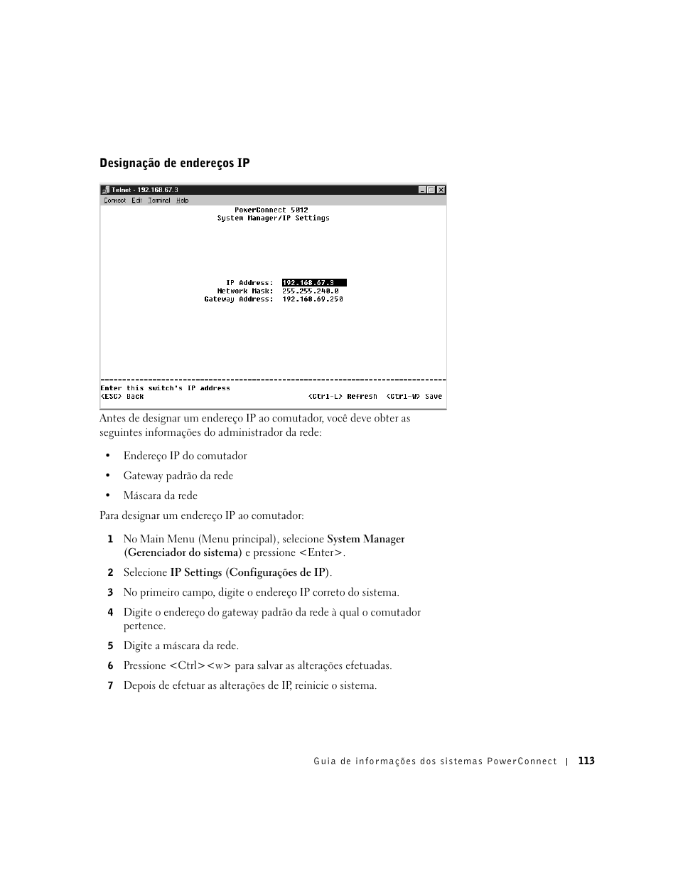 Designação de endereços ip | Dell PowerConnect 3024 User Manual | Page 115 / 176