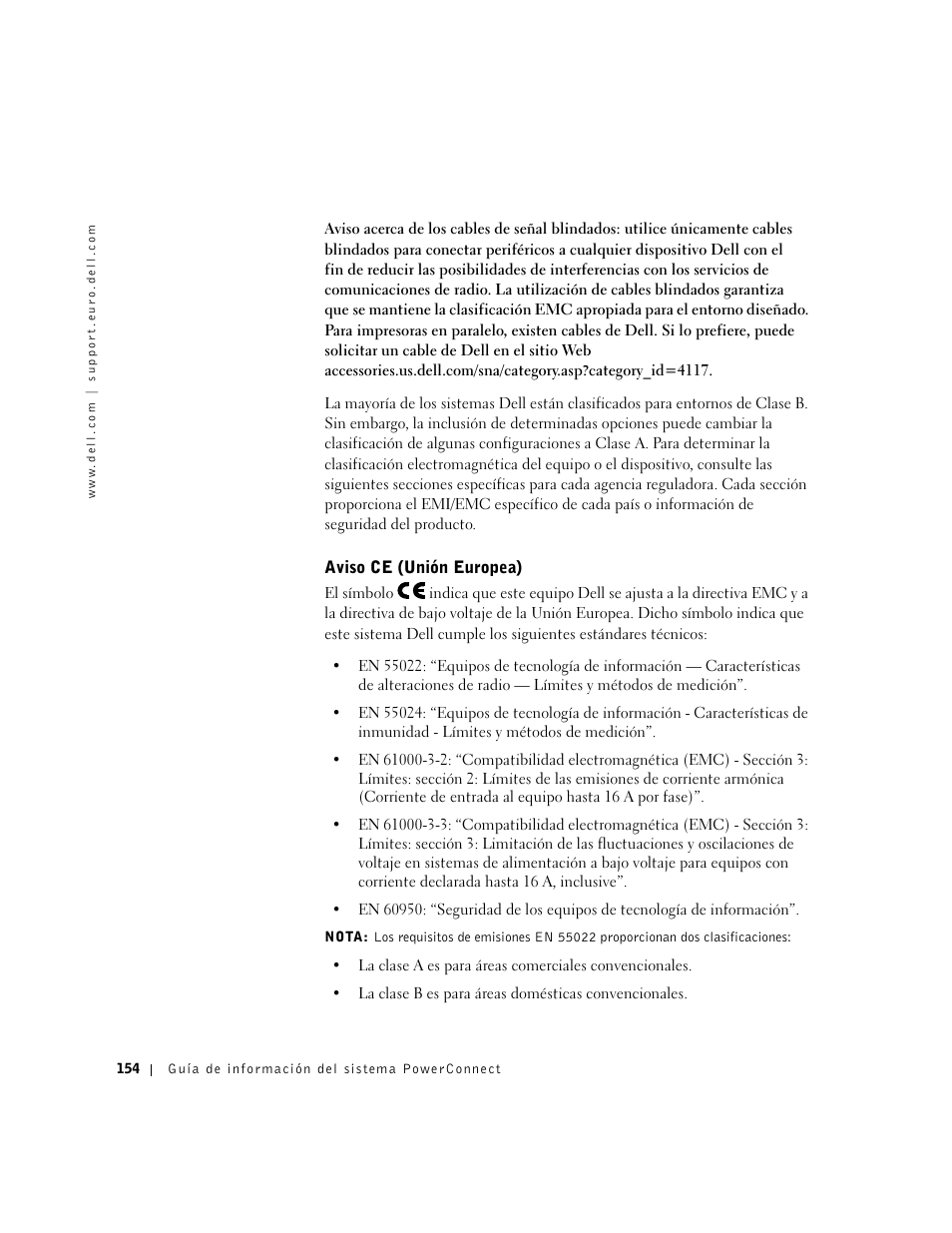 Aviso ce (unión europea) | Dell PowerConnect 3024 User Manual | Page 156 / 176