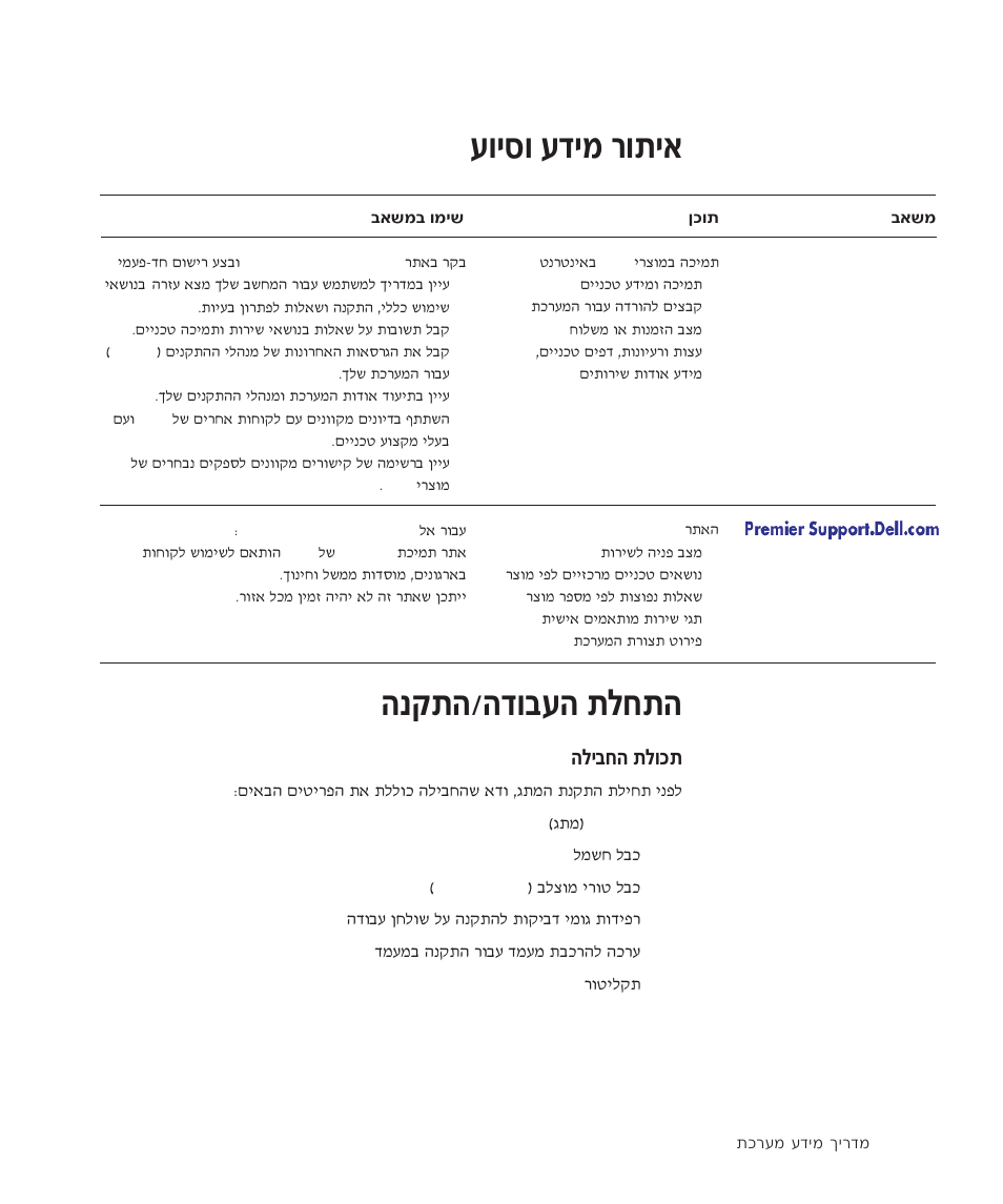 איתור מידע וסיוע, התחלת העבודה/התקנה, תכולת החבילה | Ш‰„в·ъ‰ ˙пб, Ъвитв ъ„иу ¯в˙и | Dell PowerConnect 3024 User Manual | Page 165 / 176