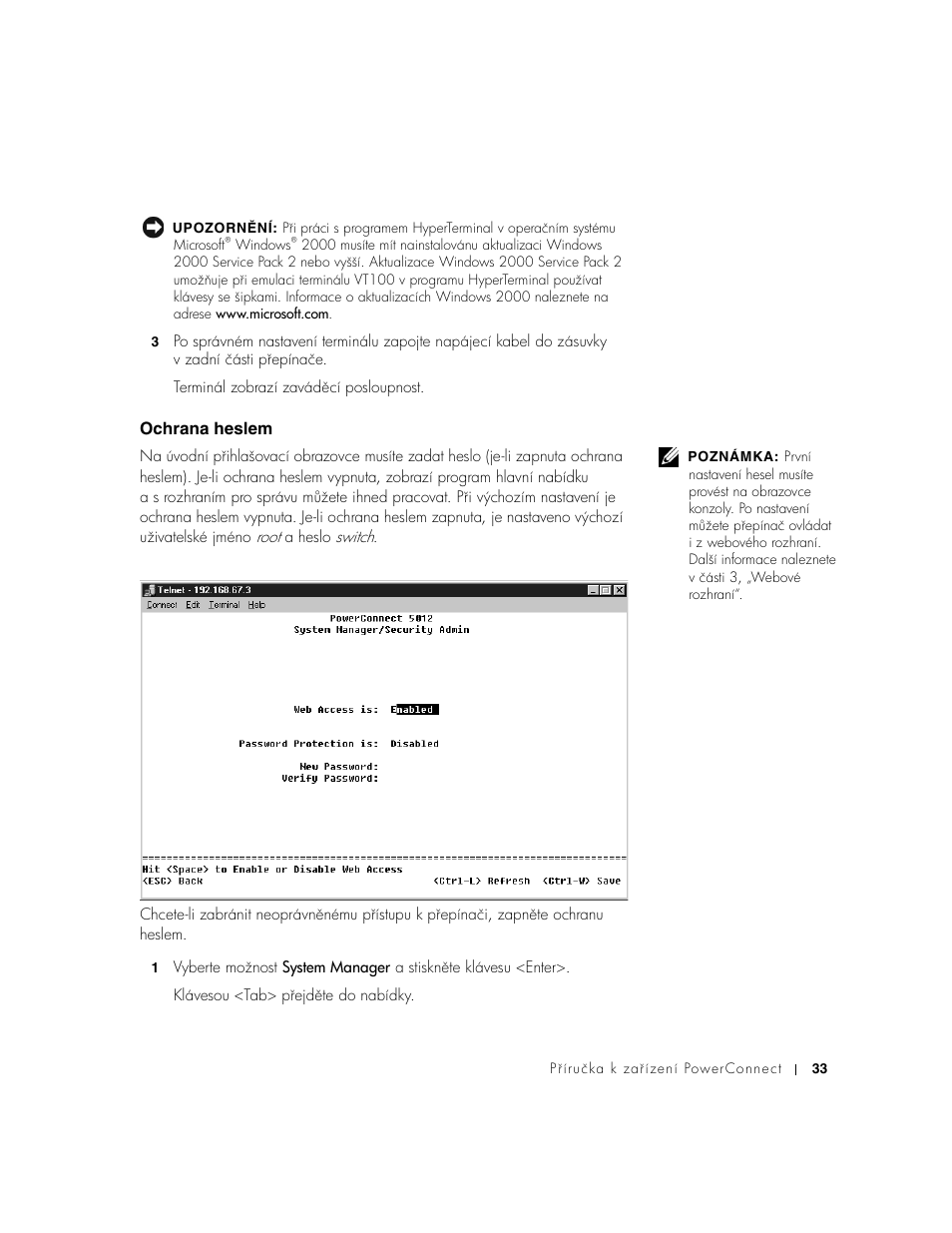 Ochrana heslem | Dell PowerConnect 3024 User Manual | Page 35 / 176