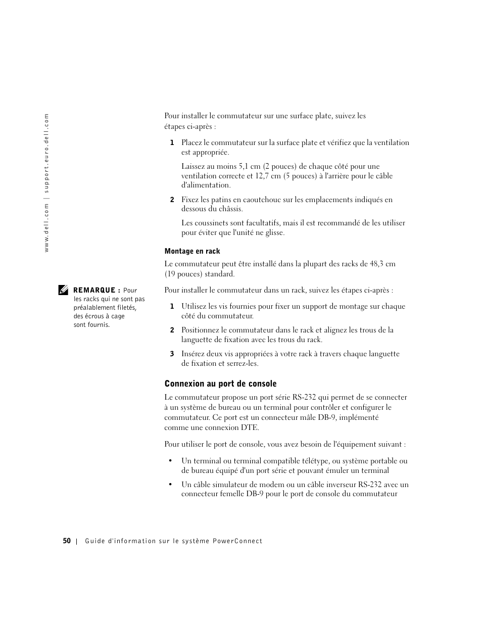 Connexion au port de console | Dell PowerConnect 3024 User Manual | Page 52 / 176