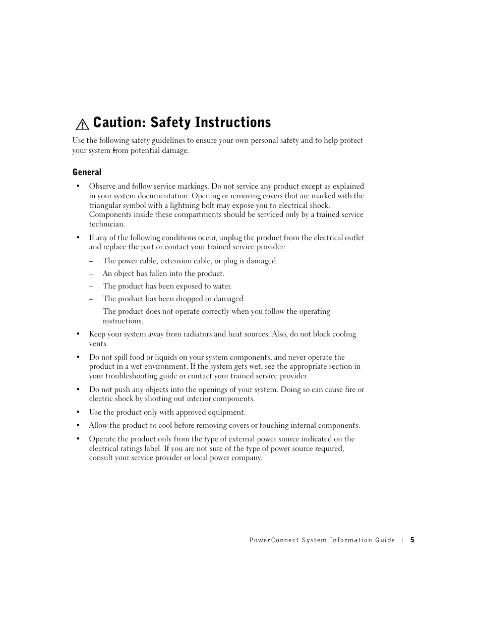 Caution: safety instructions, General | Dell PowerConnect 3024 User Manual | Page 7 / 176