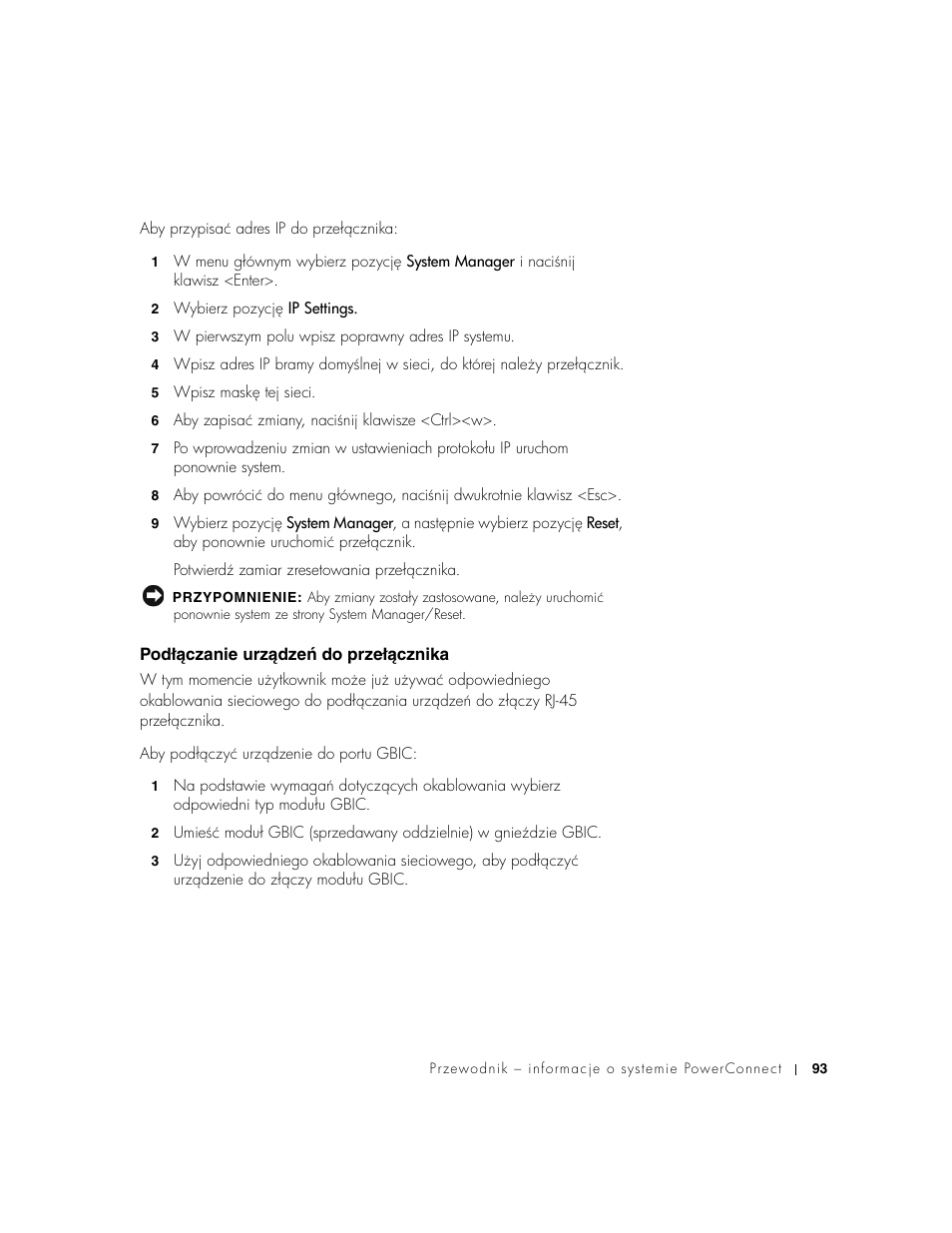 Podłączanie urządzeń do przełącznika, Podłéczanie urzédzeŀ do przełécznika | Dell PowerConnect 3024 User Manual | Page 95 / 176