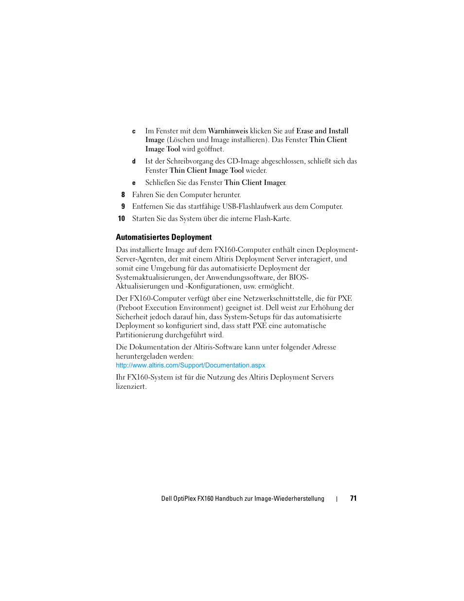 Automatisiertes deployment | Dell OptiPlex FX160 User Manual | Page 71 / 132