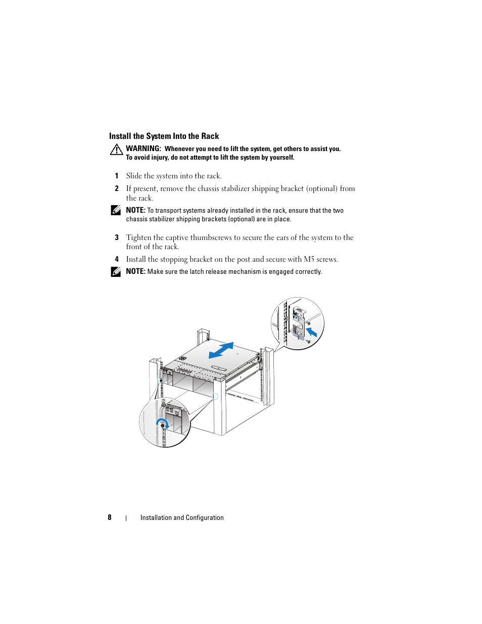 Install the system into the rack | Dell PowerEdge C5125 User Manual | Page 10 / 184